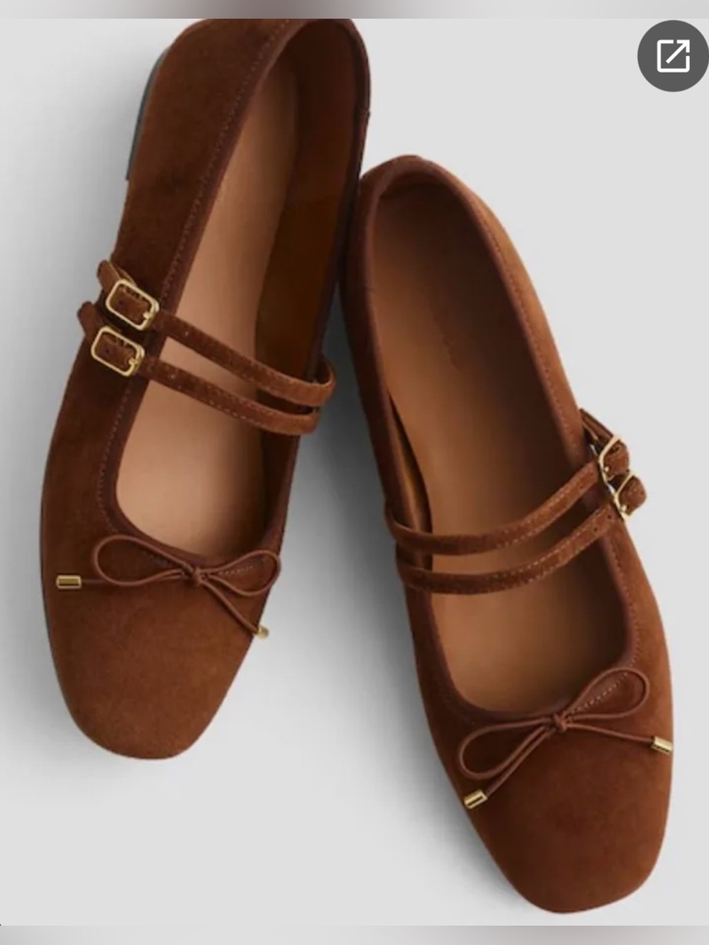 Madewell Greta brown 2-strap flats sz 7.5